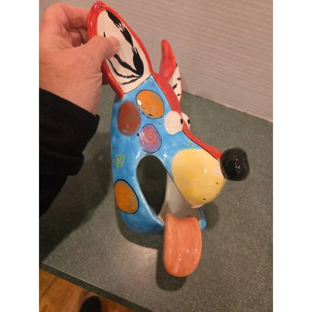 Dottie Dracos by Ganz Colorful Ceramic Dog Wall Hook Hanging Art Whimsy 9